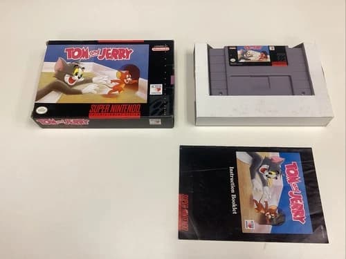 Tom And Jerry Super Nintendo Game Cartridge Box Manual Complete SNES