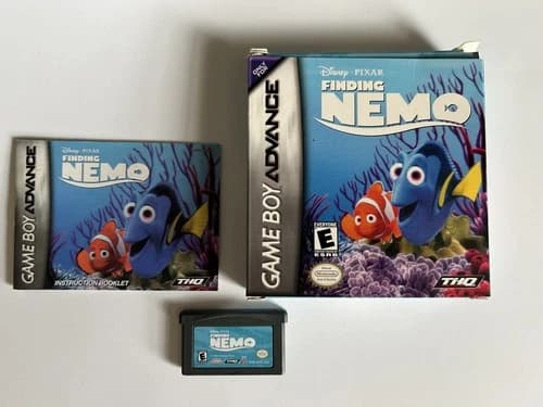 Finding Nemo (Nintendo Game Boy Advance, 2003) Box, Manual, and Game
