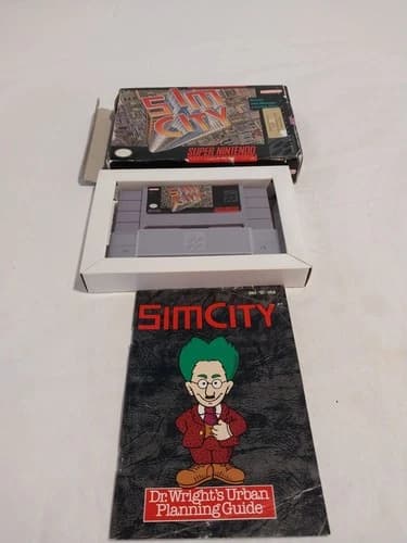 SIM City Super Nintendo SNES W/ Box And Manual Tested