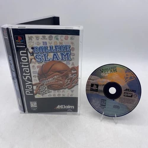 College Slam Basketball Sony Playstation PS1 Long Box Complete Reg Card Tested