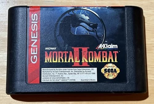 Mortal Kombat II 2 Sega Genesis 1994 Cartridge Only! Cleaned, Tested & Working!