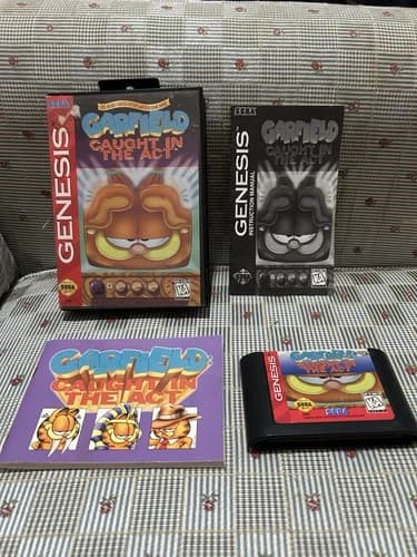 Sega Genesis Garfield Caught In The Act Cib With Comic