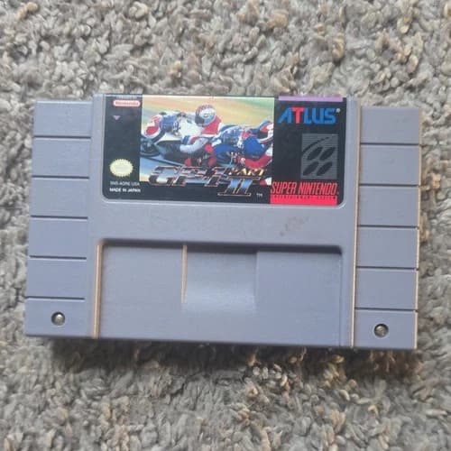Atlus GP-1 Part II Motorcycle Racing SNES Game Cartridge Super Nintendo NTSC-U/C