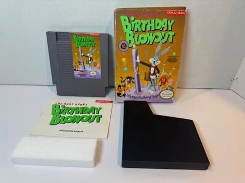 Bugs Bunny Birthday Blowout Complete CIB Nintendo NES Game Box Manual Free Ship!