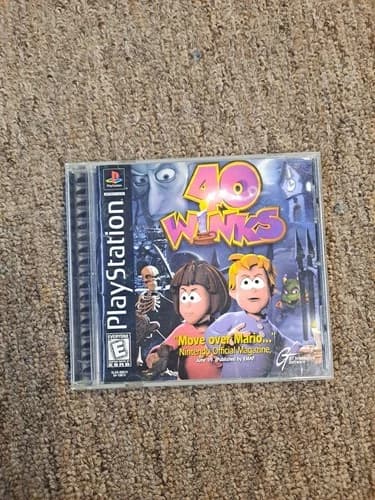 40 Winks (Sony PlayStation 1, Ps1, 1999) Complete w Manual Reg Card CIB