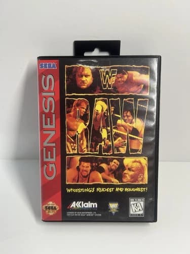 WWF Raw (Sega Genesis, 1994) CIB with Manual Tested And Working, Great Condition