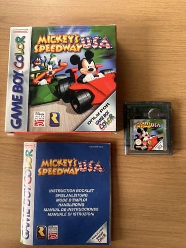 Mickey's Speedway USA (Nintendo Game Boy Color, 2001) - Box and manual