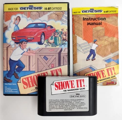 Shove It The Warehouse Game (Sega Genesis, 1990) COMPLETE CIB Authentic Tested!