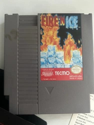 Fire 'N Ice NES Nintendo Game TECMO- Rare - Authentic/tested/Works W/instruction