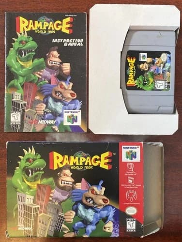 Rampage World Tour N64 CIB Nintendo Box Manual Cart Complete