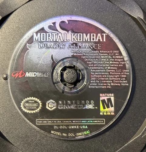 Mortal Kombat: Deadly Alliance (Nintendo GameCube, 2002) Disc Only Tested
