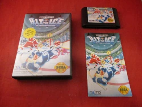 Hit the Ice (Sega Genesis, 1992) COMPLETE w/ Box manual game WORKS!
