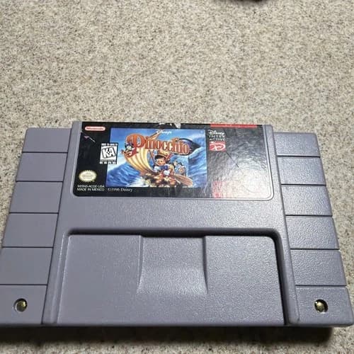 Disney Pinocchio Super Nintendo SNES Game Cart