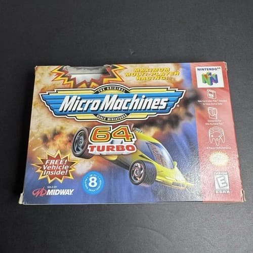 Micro Machines 64 Turbo (Nintendo 64, 1999 N64)-Complete CIB Reg Card No Car