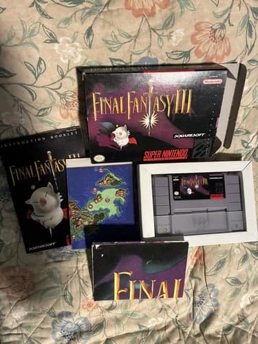 Final Fantasy 3 III 6 VI SNES Super Nintendo Box Manual Maps Posters CIB Tested