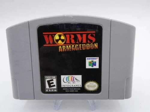 Worms Armageddon Nintendo 64 N64 Authentic Cart Block Buster Stick On Front READ