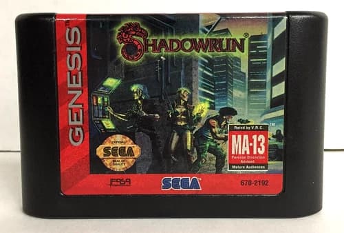 SHADOWRUN Sega Genesis GAME CARTRIDGE ONLY Action RPG Shadow Run TESTED WORKING