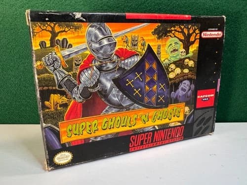 Super Ghouls 'n Ghosts (Super Nintendo SNES, 1991) Complete CIB Authentic.