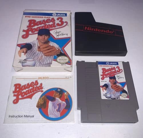 Ryne Sandberg Plays Bases Loaded 3 (Nintendo, NES 1991) Complete In Box (J225)