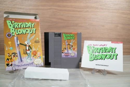 Bugs Bunny Birthday Blowout Complete CIB Nintendo NES Game Box Manual Free Ship!
