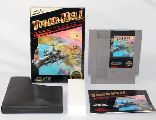 Tiger-Heli NES Nintendo Complete CIB Good Condition RARE BLACK BOX Circle Seal!