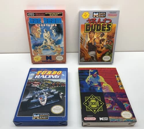 Bad Dudes, Tag Team Wrestling, Bo Jackson, Al Unser Racing Nintendo NES CIB x 4