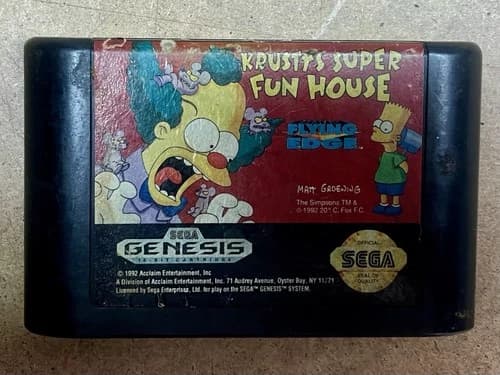 Krusty’s Super Fun House Sega Genesis 1994 Cart Only Tested Working