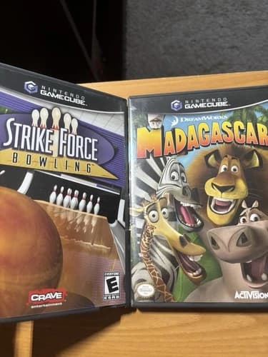 Madagascar and Strike Force Bowling Nintendo Gamecube CIB