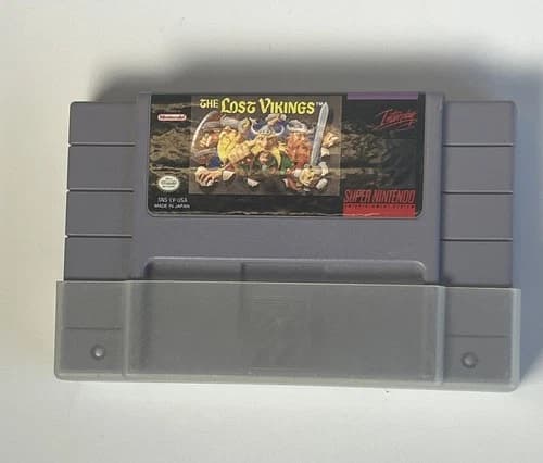 The Lost Vikings Super Nintendo SNES Authentic Game Cartridge W Slot Cover