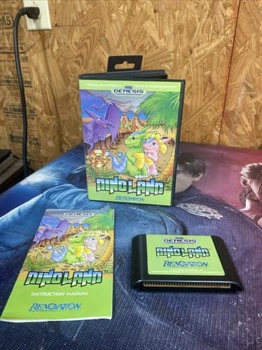 Dino Land (Sega Genesis, 1991) CIB Complete Case Manual Tested Authentic