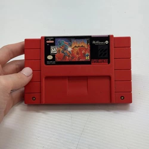 Doom (1995) Super Nintendo SNES Authentic Red Game Cartridge