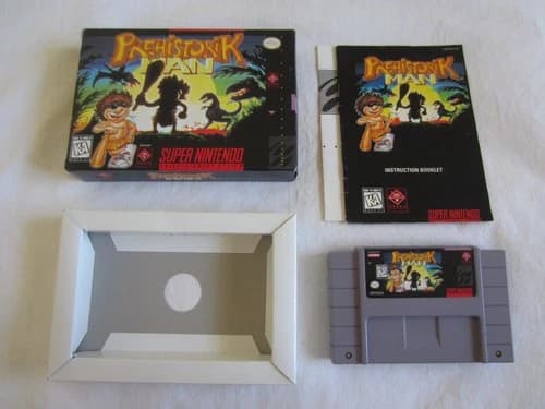 Prehistorik Man SNES Super Nintendo CIB Complete Box Titus Prehistoric 1996 RARE