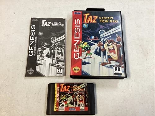 Taz in Escape From Mars (Sega Genesis, 1994) CIB with Manual Tested D