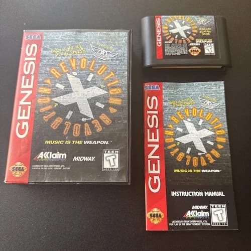 Revolution X Aerosmith (Sega Genesis, 1995) Complete Boxed w/ Manual