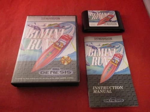 Bimini Run (Sega Genesis, 1990) COMPLETE w/ Box manual game WORKS!