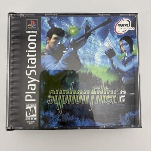 Syphon Filter 2 PS1 Sony PlayStation 1 Black Label COMPLETE Tested Working