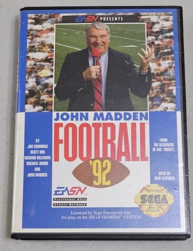John Madden Football '92 (Sega Genesis, 1991) Complete With MENU