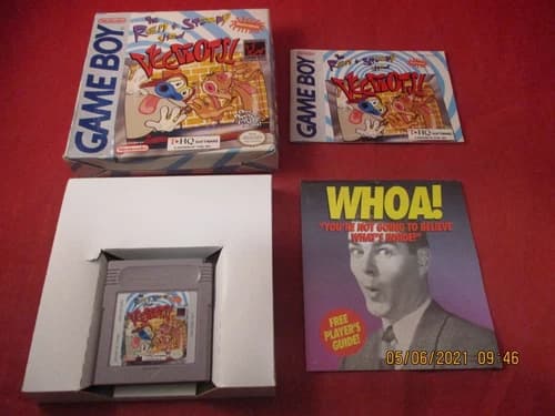Ren & Stimpy Show: Veediots (Nintendo Game Boy, 1993) COMPLETE w/ Box manual