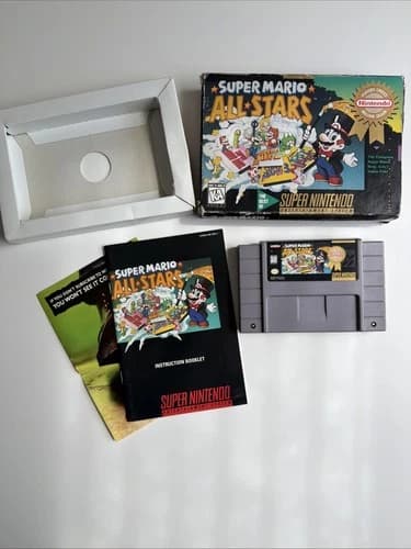 Super Mario All-Stars Super Nintendo SNES Complete CIB Players Choice Tested