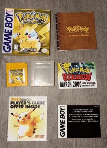 MINTY Pokemon Yellow Version Special Pikachu Edition Gameboy - CIB COMPLETE BOX