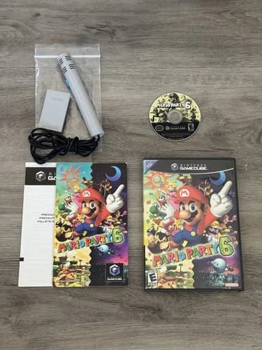 Mario Party 6 (Nintendo GameCube, 2004) CIB Complete w/ Microphone - Tested