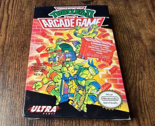 PIZZA OFFER Teenage Mutant Ninja Turtles II complete in box 2 nintendo nes game
