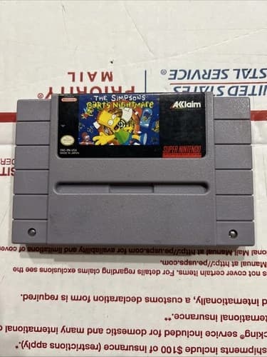 The Simpsons: Bart's Nightmare (Super Nintendo SNES, 1992) ☆ Authentic ☆