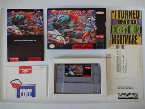 Street Fighter II SNES CIB Complete Box Manual Super Nintendo Authentic Tested