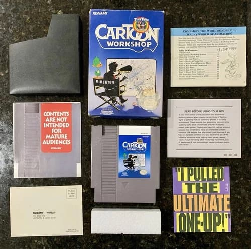 🔥 NES Tiny Toon Adventures Cartoon Workshop CIB 1992 Konami Ex-Rental - Works!