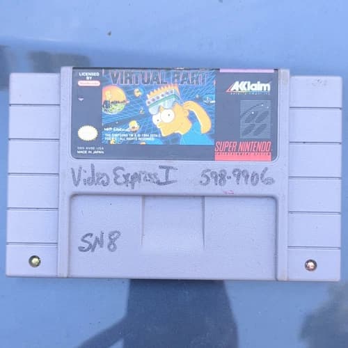 Acclaim Virtual Bart The Simpsons Series SNES Game Cartridge NTSC-U/C