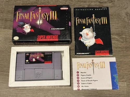 Final Fantasy III Super Nintendo Snes Complete CIB w/Map Very Good Shape
