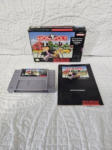 Monopoly Super Nintendo SNES CIB Complete in Box Manual Parker Brothers Tested