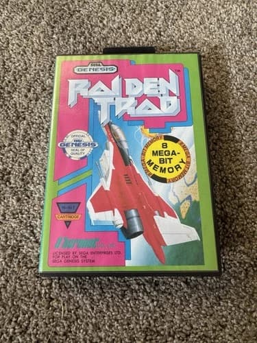Raiden Trad (Sega Genesis, 1991) Complete in Box Authentic Manual Case