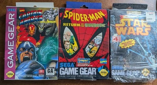 Game Gear - 3 Original Cartidge Boxes. Capt America, Spiderman..ROSS, Star Wars